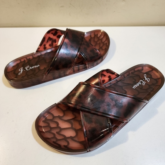 J Crew Jelly Slides Cross Straps Sandals Fits 8 - Picture 3 of 11